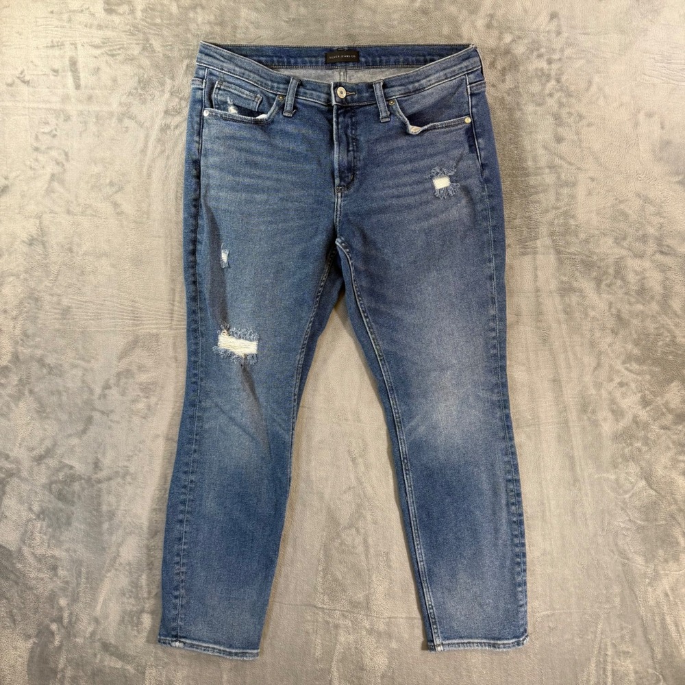 Silver Jeans Not Your Boyfriend Distressed Jeans‎ Women's Size 30/27 Blue Denim